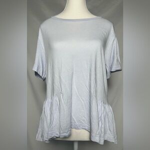 SUNDAY BEST Minerva Peplum Preppy Oversized Short Sleeve Shirt Size M